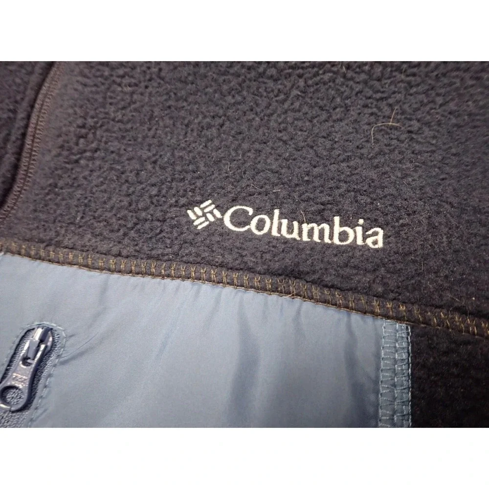 Columbia Fleece Jacket Mens‎ XXL Blue Excellent Full Zip Mock Neck Pocket